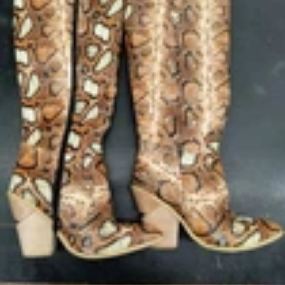 Women's Custom Knee High Python-Embossed Leather?… - image 1